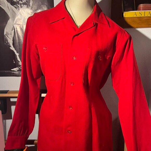 Vintage Pendleton 100% Virgin Wool Red Button-Up Shirt – Size M – Excellent Cond - Picture 4 of 6